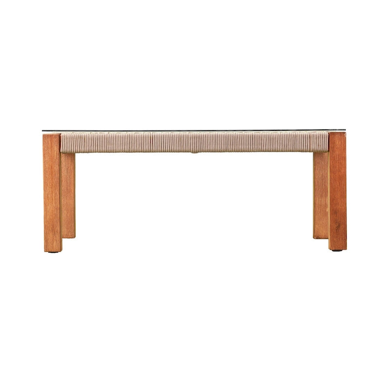 SEI Furniture Belen Table basse contemporaine en bois d'acacia naturel avec plateau en verre et détails en corde
