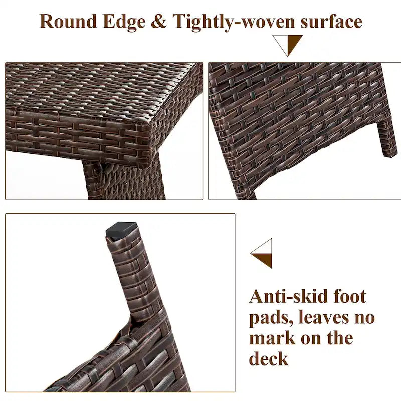Table d'extérieur en osier, table basse pliante en rotin pour terrasse, table d'appoint