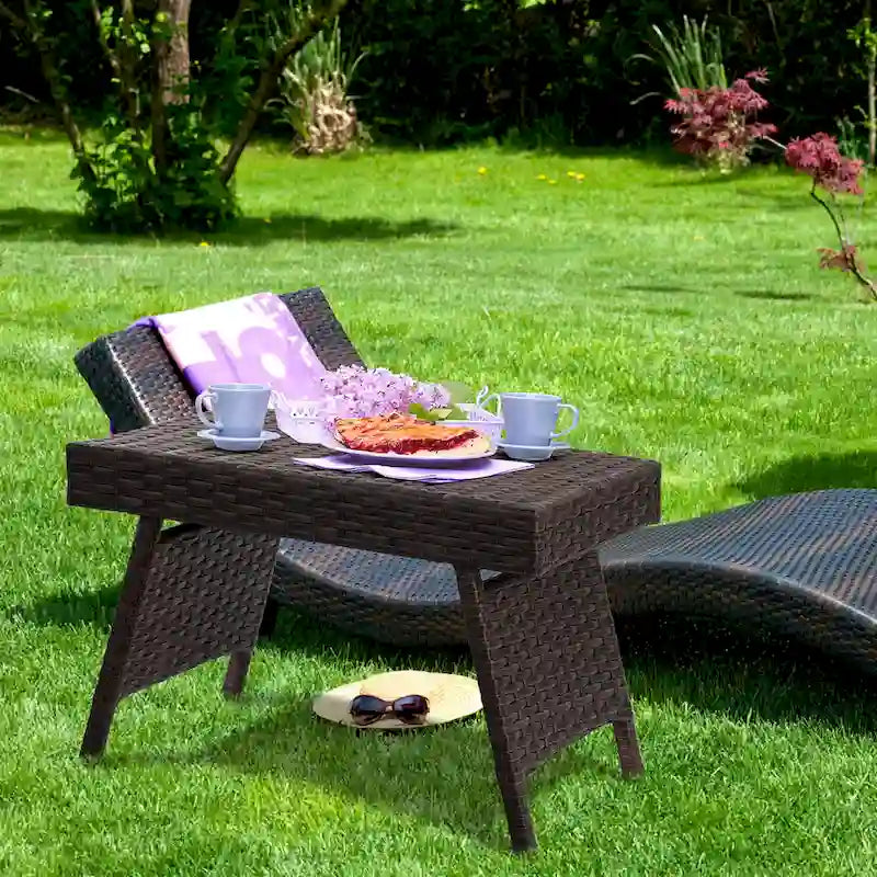 Table d'extérieur en osier, table basse pliante en rotin pour terrasse, table d'appoint