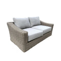 Causeuse Tulum bicolore beige foncé à cadre en aluminium avec coussins