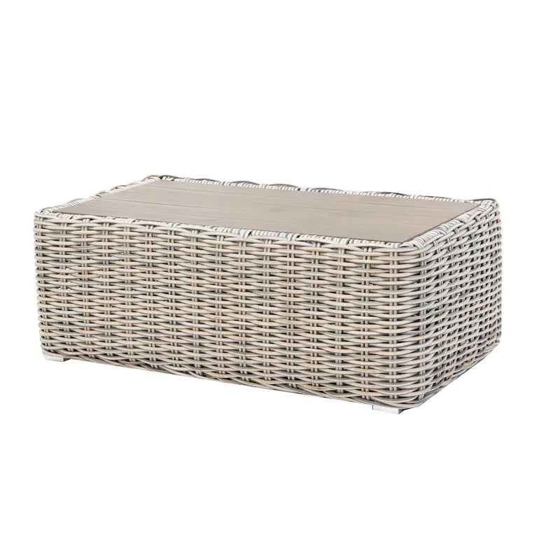 Table basse Hawaï en osier trois tons gris/écru/beige