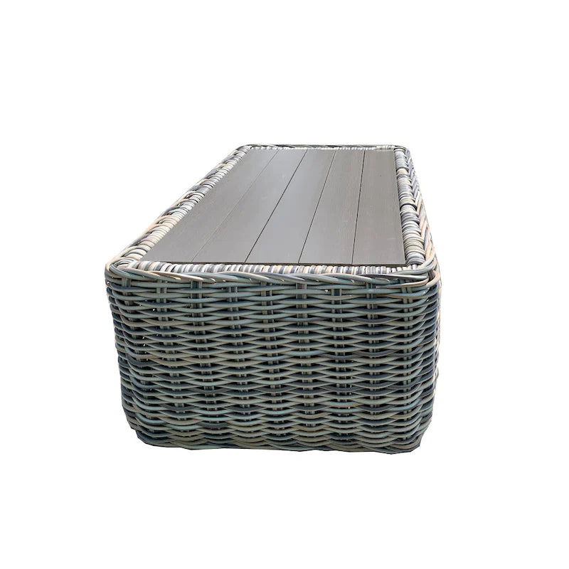 Table basse Hawaï en osier trois tons gris/écru/beige