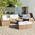 Ensemble de canapés de jardin modulables en rotin 10 pièces en demi-cercle