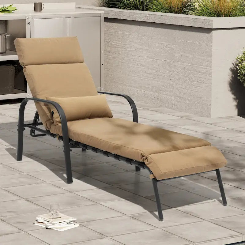 Patio Adjustable Chaise Lounge Chair with Cushion and Pillow for Outdoor & Indoor