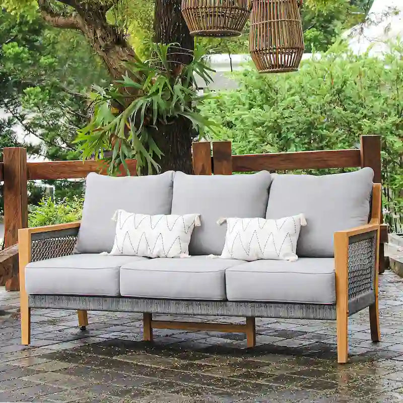 Canapé de patio en teck Nassau Cambridge Casual avec coussin