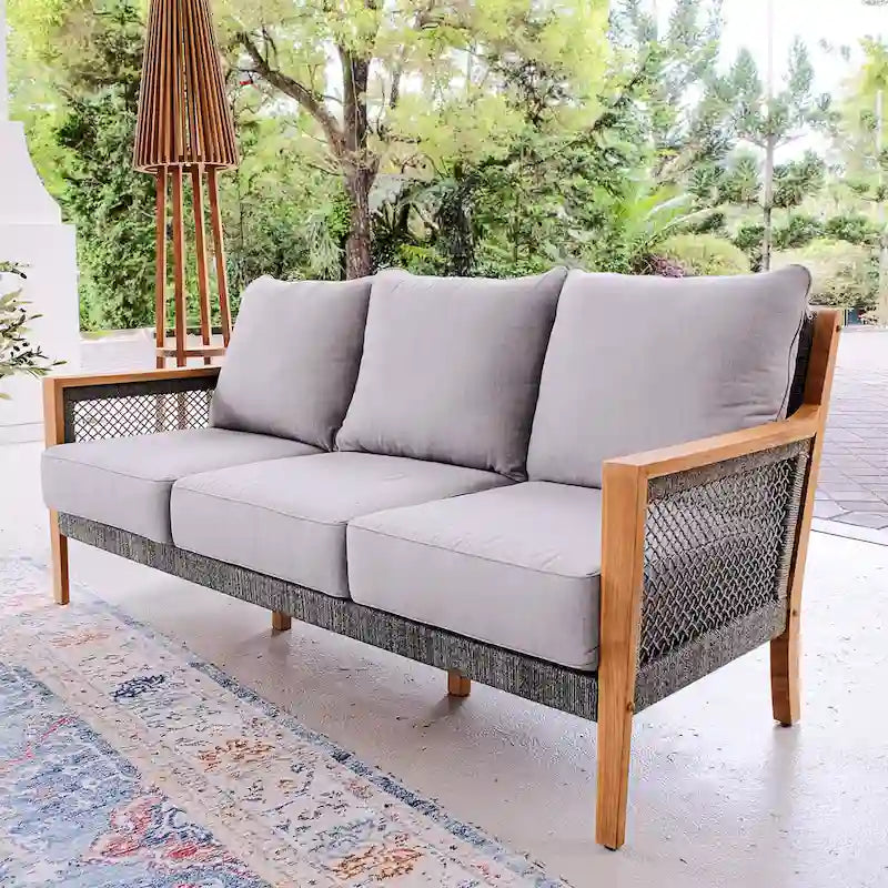 Canapé de patio en teck Nassau Cambridge Casual avec coussin