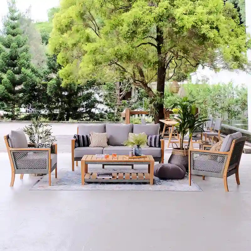 Canapé de patio en teck Nassau Cambridge Casual avec coussin
