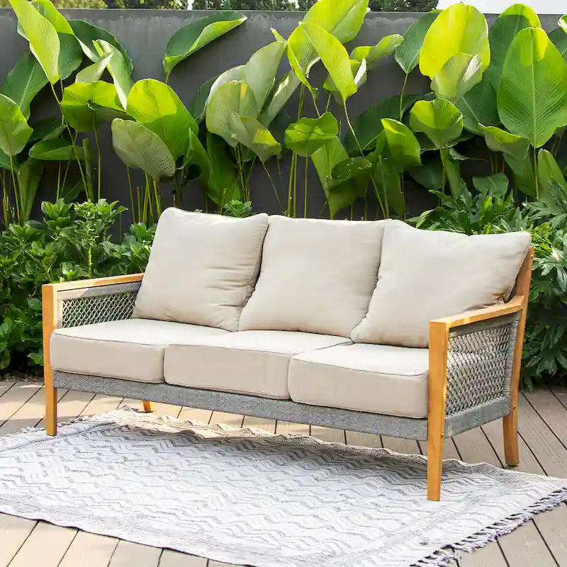 Canapé de patio en teck Nassau Cambridge Casual avec coussin