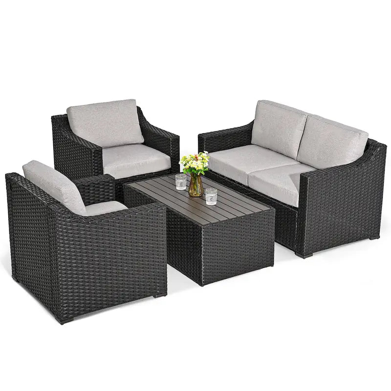 Ensemble de conversation de patio sectionnel 4 pièces