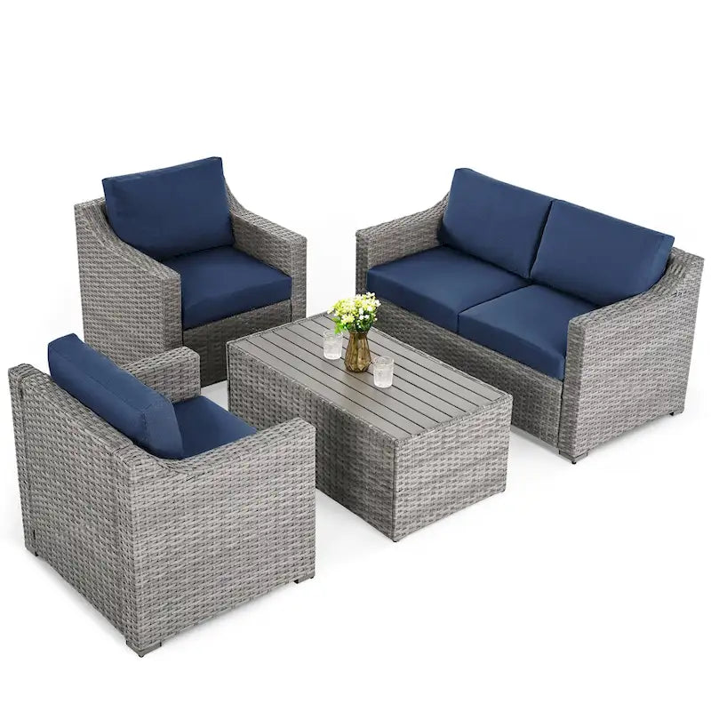 Ensemble de conversation de patio sectionnel 4 pièces