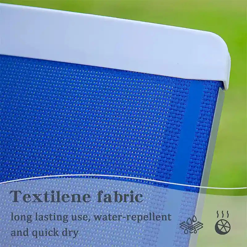 Chaises longues de piscine réglables en aluminium et table en plastique