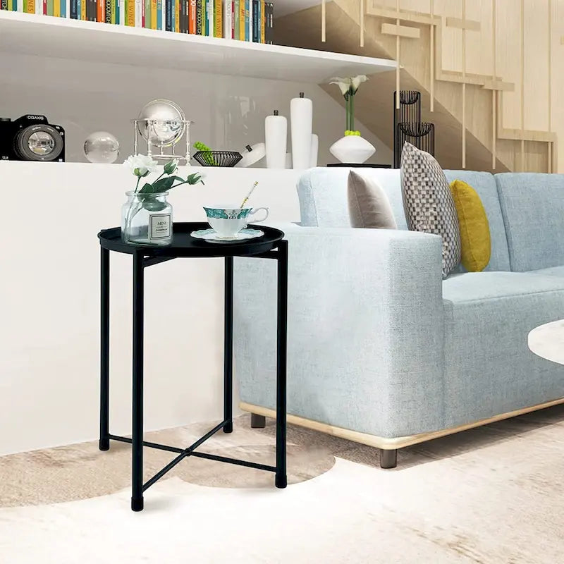 Table d'appoint en métal avec plateau amovible