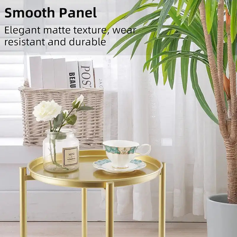 Table d'appoint en métal avec plateau amovible