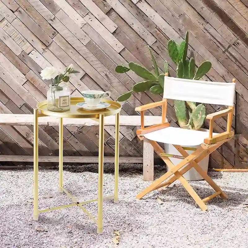 Table d'appoint en métal avec plateau amovible