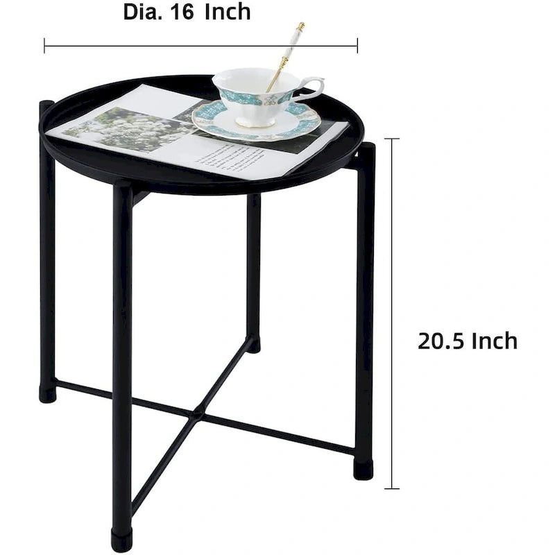 Table d'appoint en métal avec plateau amovible