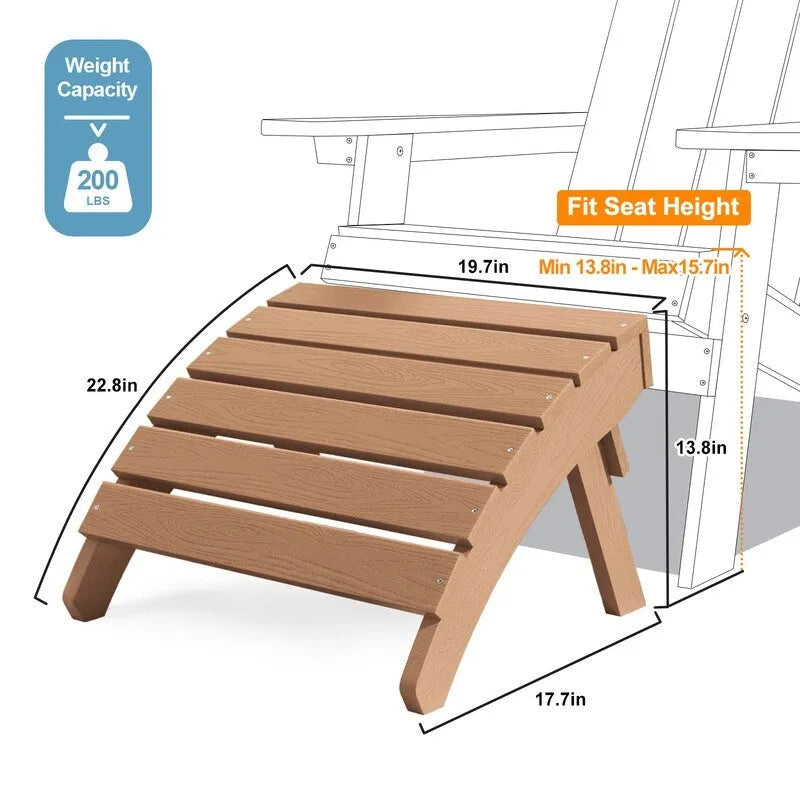 Chaise Adirondack pliante d'extérieur WINSOON 2 pièces toutes saisons en HIPS avec ottoman