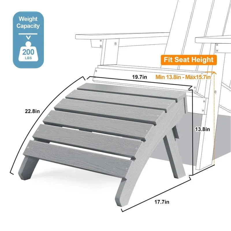 Chaise Adirondack pliante d'extérieur WINSOON 2 pièces toutes saisons en HIPS avec ottoman