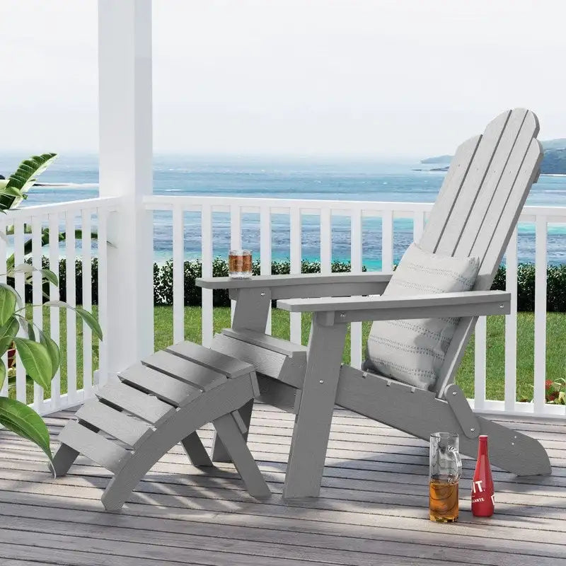 Chaise Adirondack pliante d'extérieur WINSOON 2 pièces toutes saisons en HIPS avec ottoman