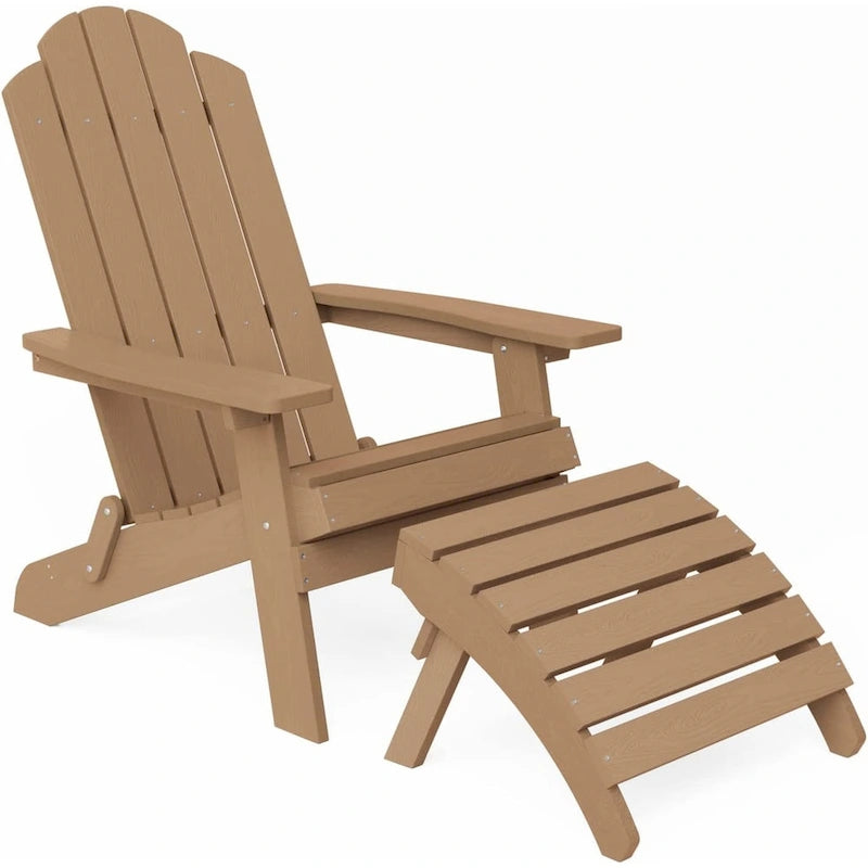 Chaise Adirondack pliante d'extérieur WINSOON 2 pièces toutes saisons en HIPS avec ottoman