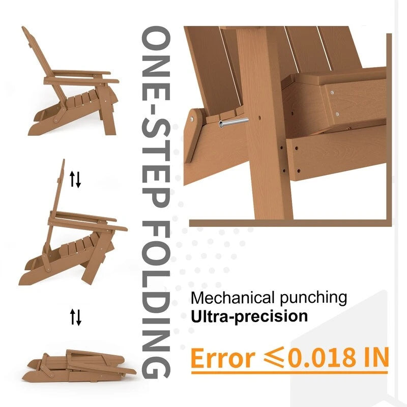 Chaise Adirondack pliante d'extérieur WINSOON 2 pièces toutes saisons en HIPS avec ottoman