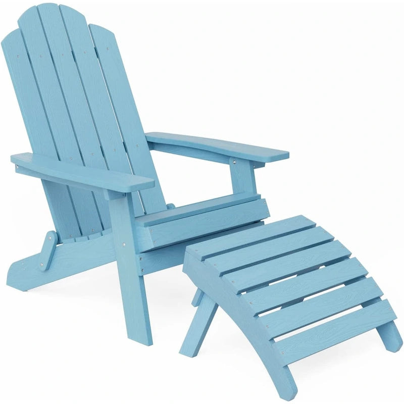 Chaise Adirondack pliante d'extérieur WINSOON 2 pièces toutes saisons en HIPS avec ottoman