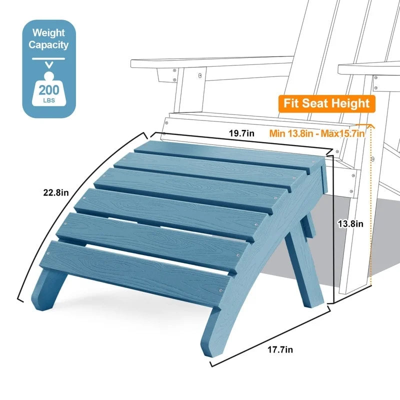 Chaise Adirondack pliante d'extérieur WINSOON 2 pièces toutes saisons en HIPS avec ottoman