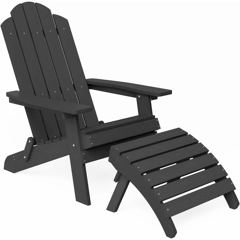 Chaise Adirondack pliante d'extérieur WINSOON 2 pièces toutes saisons en HIPS avec ottoman