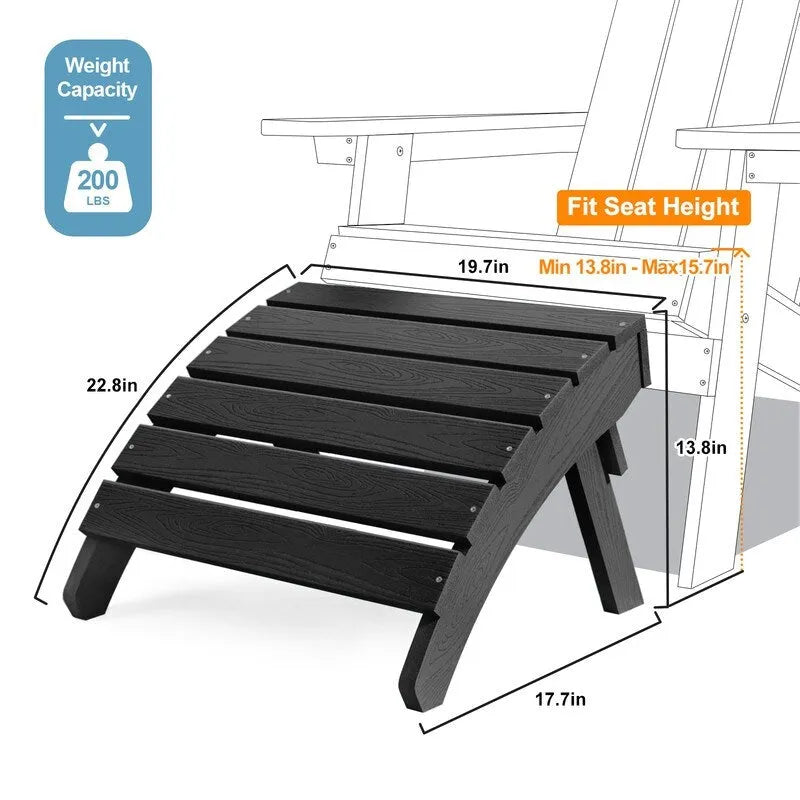 Chaise Adirondack pliante d'extérieur WINSOON 2 pièces toutes saisons en HIPS avec ottoman