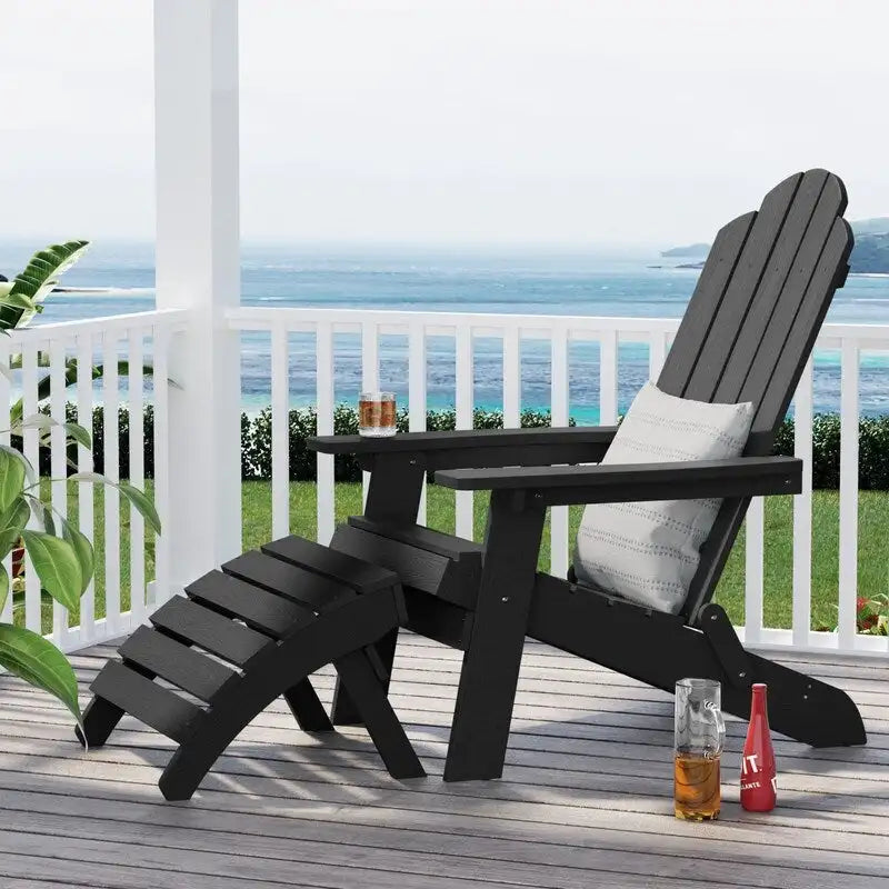 Chaise Adirondack pliante d'extérieur WINSOON 2 pièces toutes saisons en HIPS avec ottoman