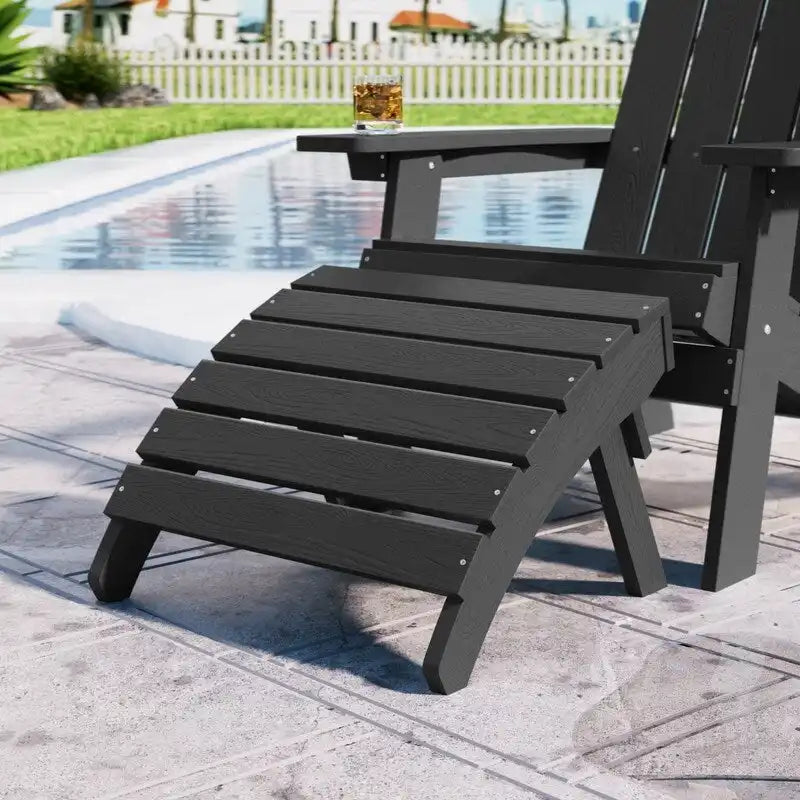 Chaise Adirondack pliante d'extérieur WINSOON 2 pièces toutes saisons en HIPS avec ottoman