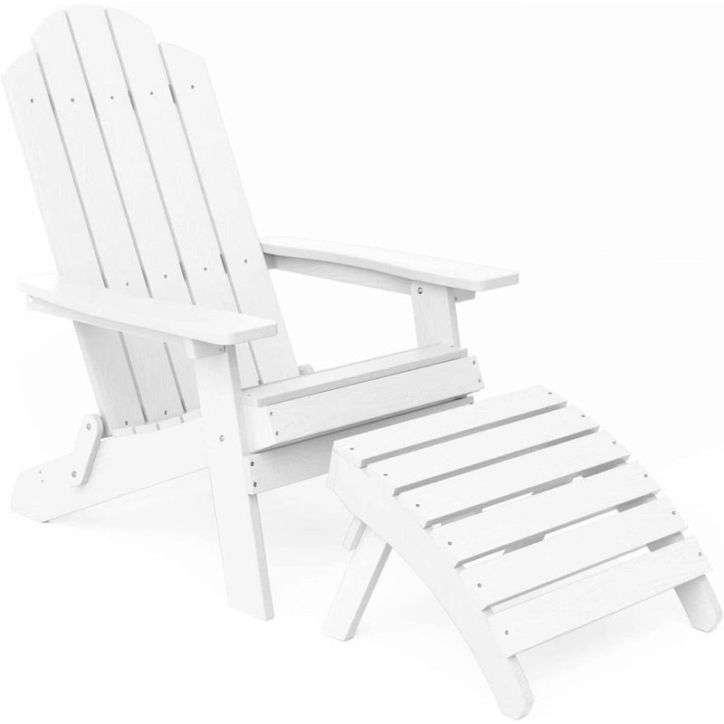 Chaise Adirondack pliante d'extérieur WINSOON 2 pièces toutes saisons en HIPS avec ottoman