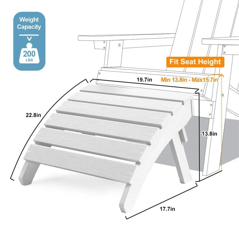 Chaise Adirondack pliante d'extérieur WINSOON 2 pièces toutes saisons en HIPS avec ottoman