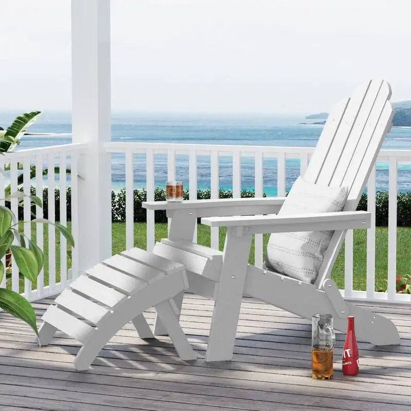Chaise Adirondack pliante d'extérieur WINSOON 2 pièces toutes saisons en HIPS avec ottoman