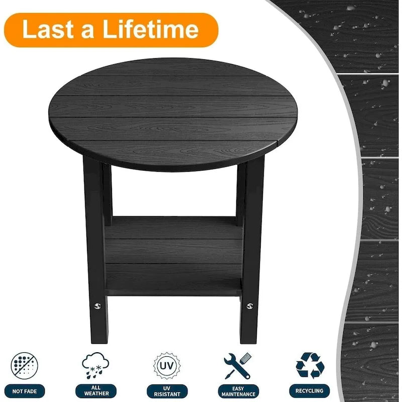 WINSOON HIPS Toutes Saisons Tables d'Appoint Extérieures à 2 Niveaux Adirondack, Lot de 2