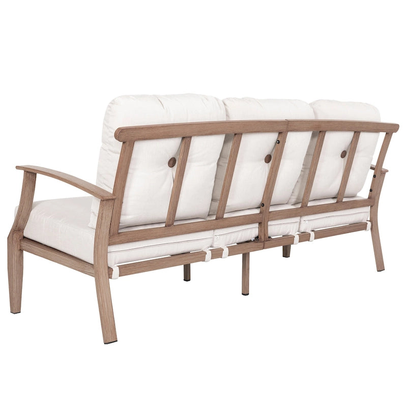 Ensemble de conversation d'extérieur 4 pièces avec coussins, structure en aluminium, beige