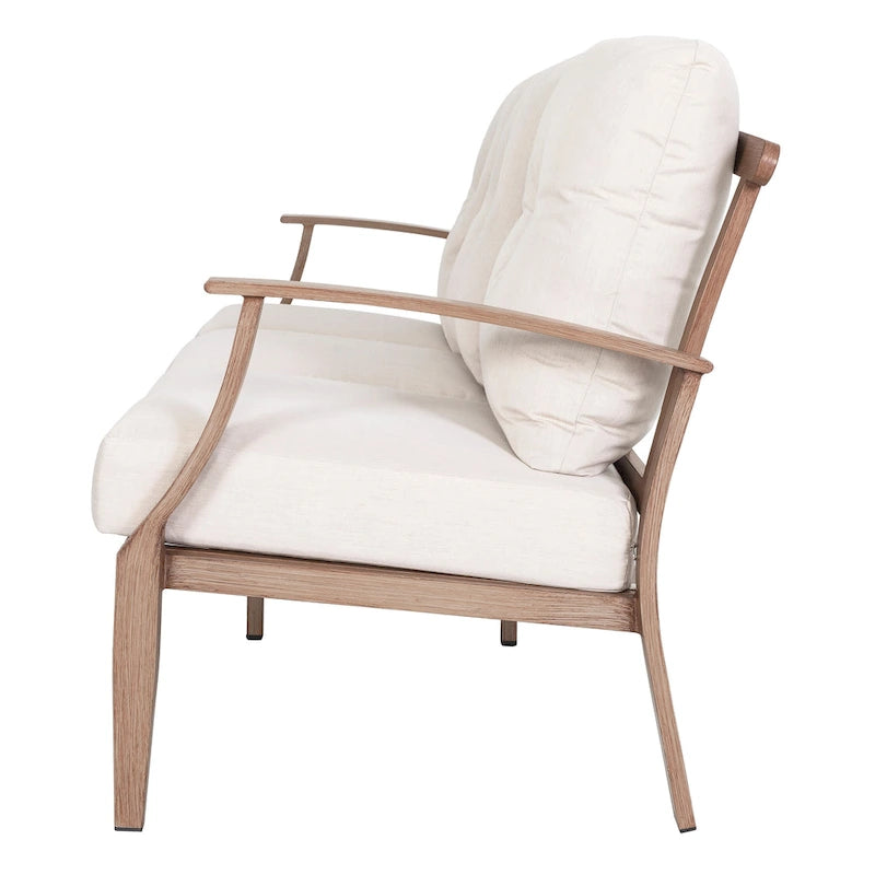 Ensemble de conversation d'extérieur 4 pièces avec coussins, structure en aluminium, beige