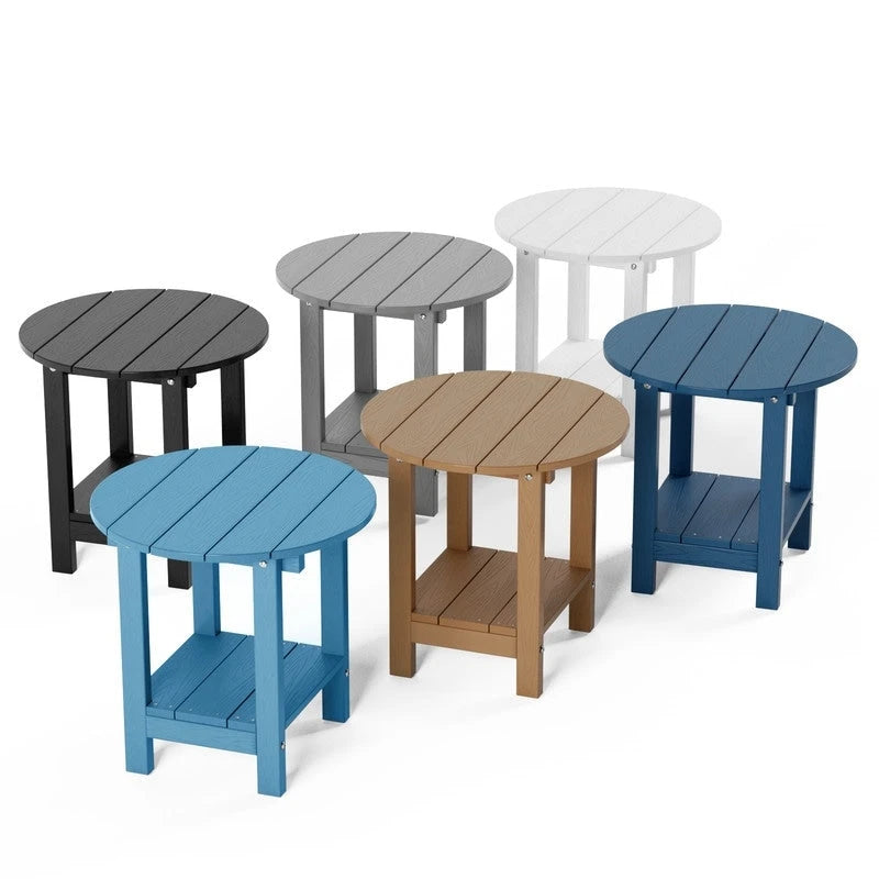 WINSOON All Weather HIPS Outdoor Side Tables 2-Tier Adirondack Tables End Tables 18inch