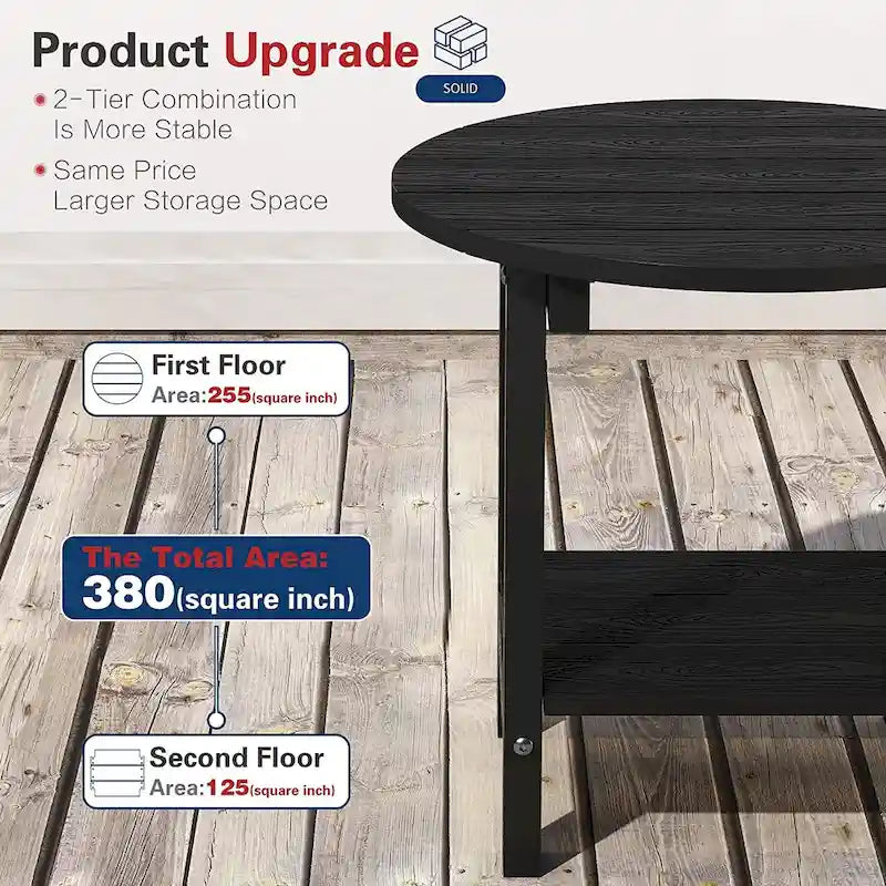 WINSOON Tables d'appoint d'extérieur en HIPS toutes saisons, tables Adirondack à 2 niveaux, tables d'appoint 45,7 cm