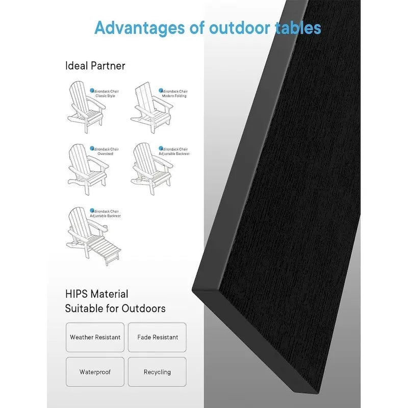 WINSOON Tables d'appoint d'extérieur en HIPS toutes saisons, tables Adirondack à 2 niveaux, tables d'appoint 45,7 cm