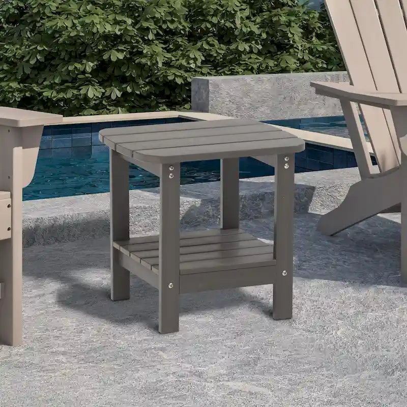 Clihome HIPS Table d'appoint double en résine pour l'extérieur