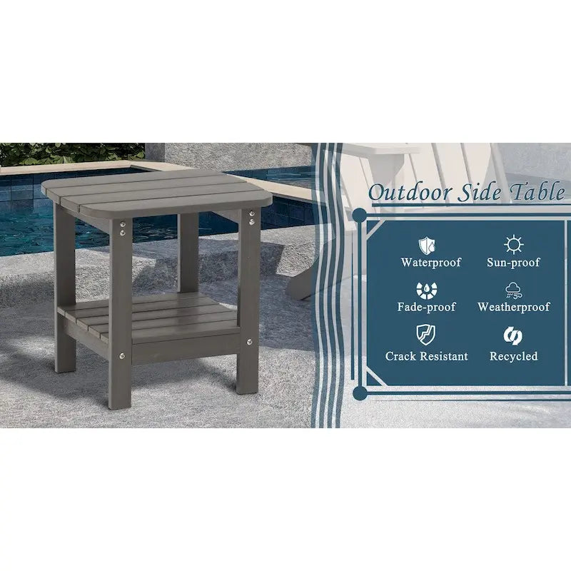 Clihome HIPS Table d'appoint double en résine pour l'extérieur