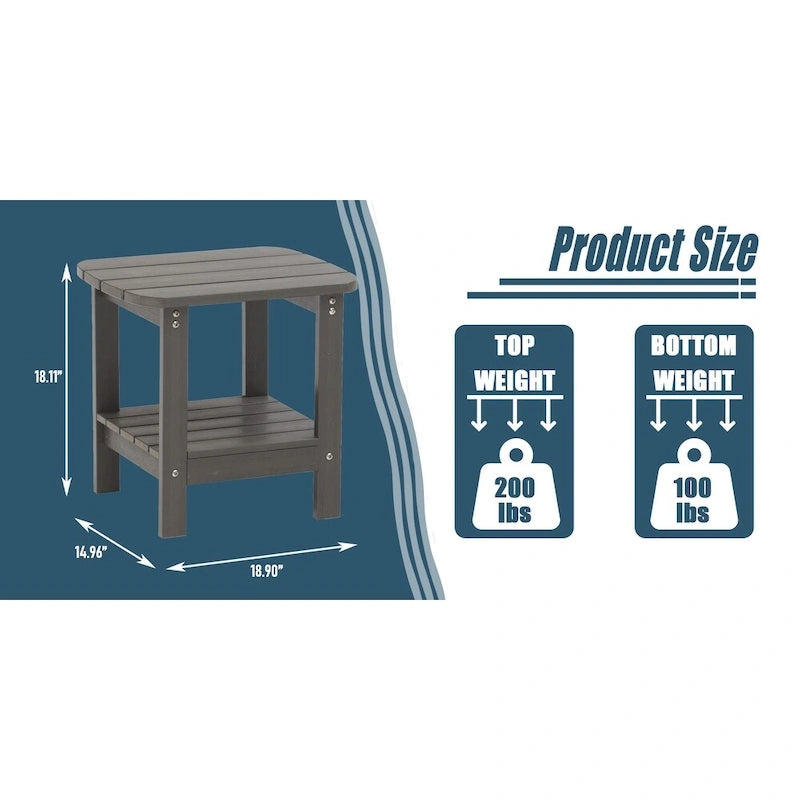 Clihome HIPS Table d'appoint double en résine pour l'extérieur