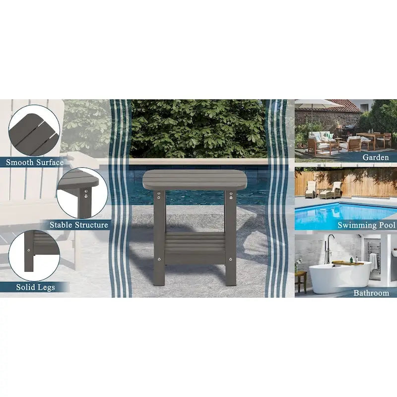 Clihome HIPS Table d'appoint double en résine pour l'extérieur