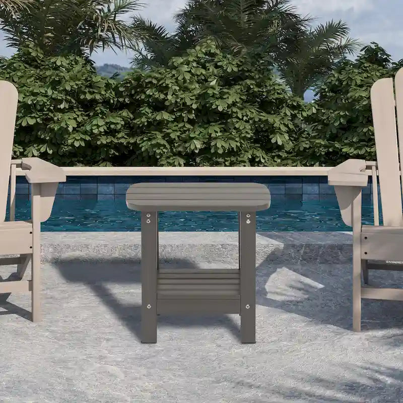 Clihome HIPS Table d'appoint double en résine pour l'extérieur
