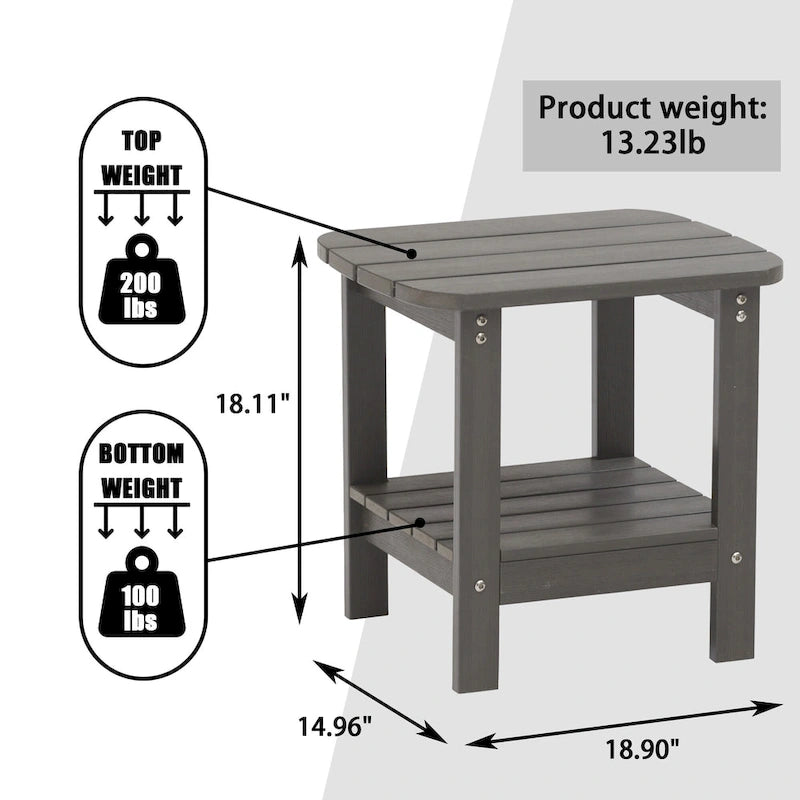 Clihome HIPS Table d'appoint double en résine pour l'extérieur