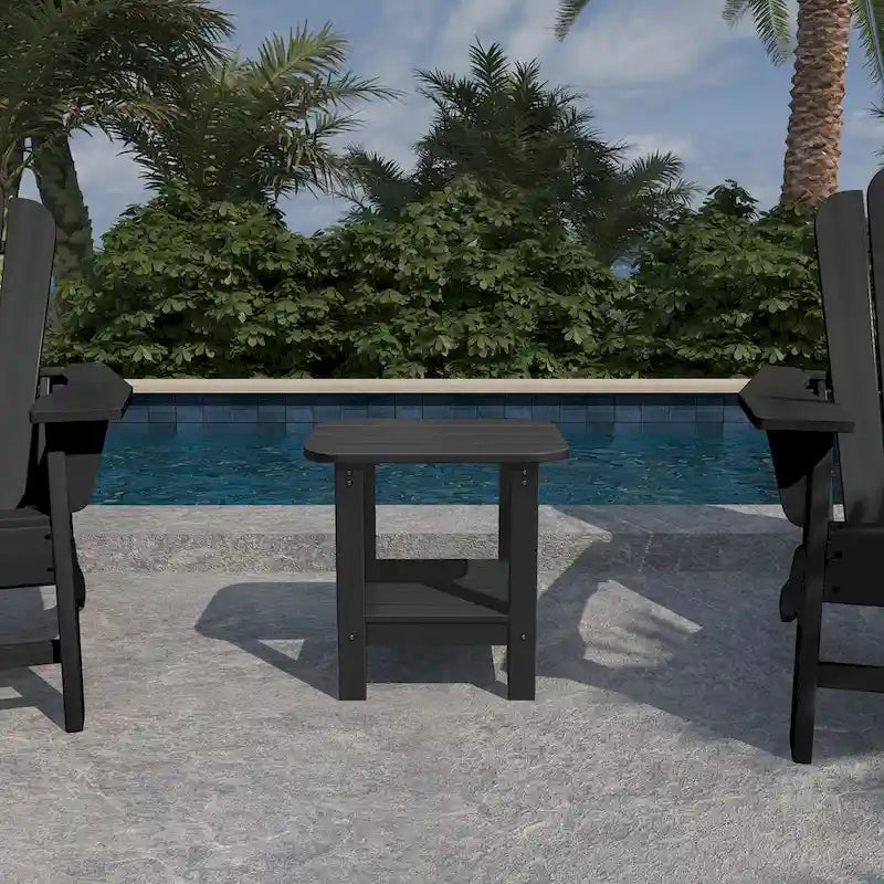 Clihome HIPS Table d'appoint double en résine pour l'extérieur