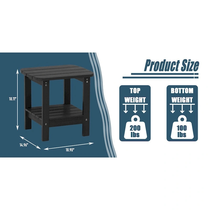 Clihome HIPS Table d'appoint double en résine pour l'extérieur