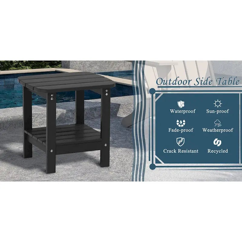 Clihome HIPS Table d'appoint double en résine pour l'extérieur