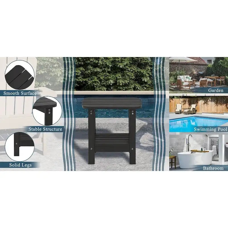 Clihome HIPS Table d'appoint double en résine pour l'extérieur