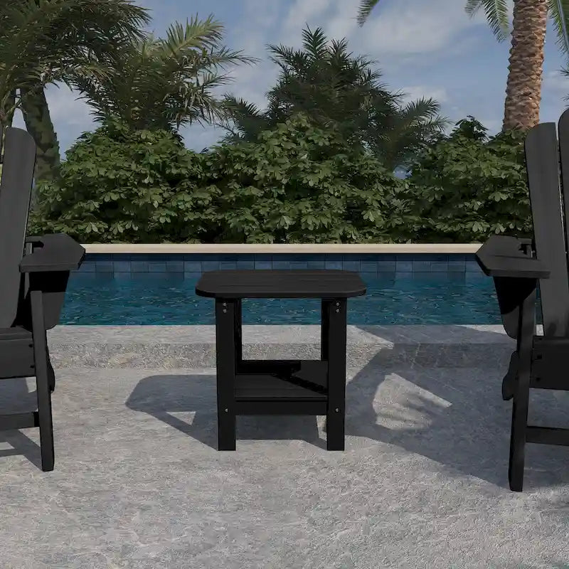 Clihome HIPS Table d'appoint double en résine pour l'extérieur